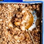 Apple crisp with tender cinnamon-sugar apples and crispy oat topping is sweet, tart, and just as delicious as an apple pie but takes a lot less effort. | aheadofthyme.com