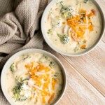 Broccoli cheese soup is creamy, cozy, and delicious simmered in a buttery cheesy broth for the perfect blend of textures and flavors — comfort food goals. | aheadofthyme.com