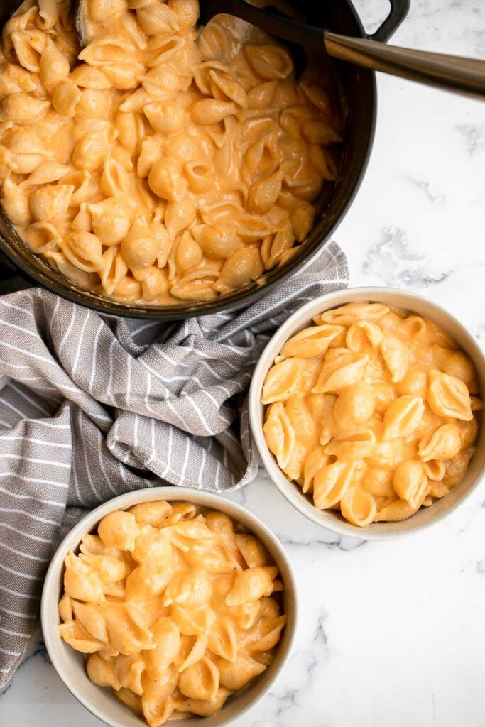 Butternut squash mac and cheese is a flavorful and delicious fall twist on a classic, with a rich and creamy sauce that is secretly loaded with veggies. | aheadofthyme.com