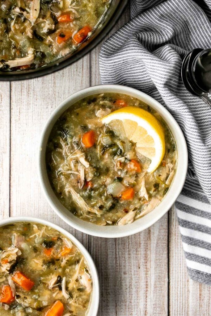 Chicken and rice soup is delicious, warm, cozy, and comforting feel-good meal that can warm you up on a chilly day. Easy to make in one pot. | aheadofthyme.com