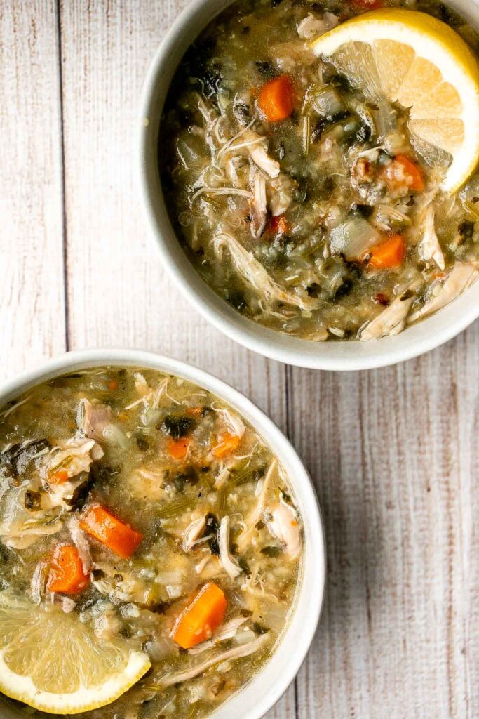 Chicken and rice soup is delicious, warm, cozy, and comforting feel-good meal that can warm you up on a chilly day. Easy to make in one pot. | aheadofthyme.com