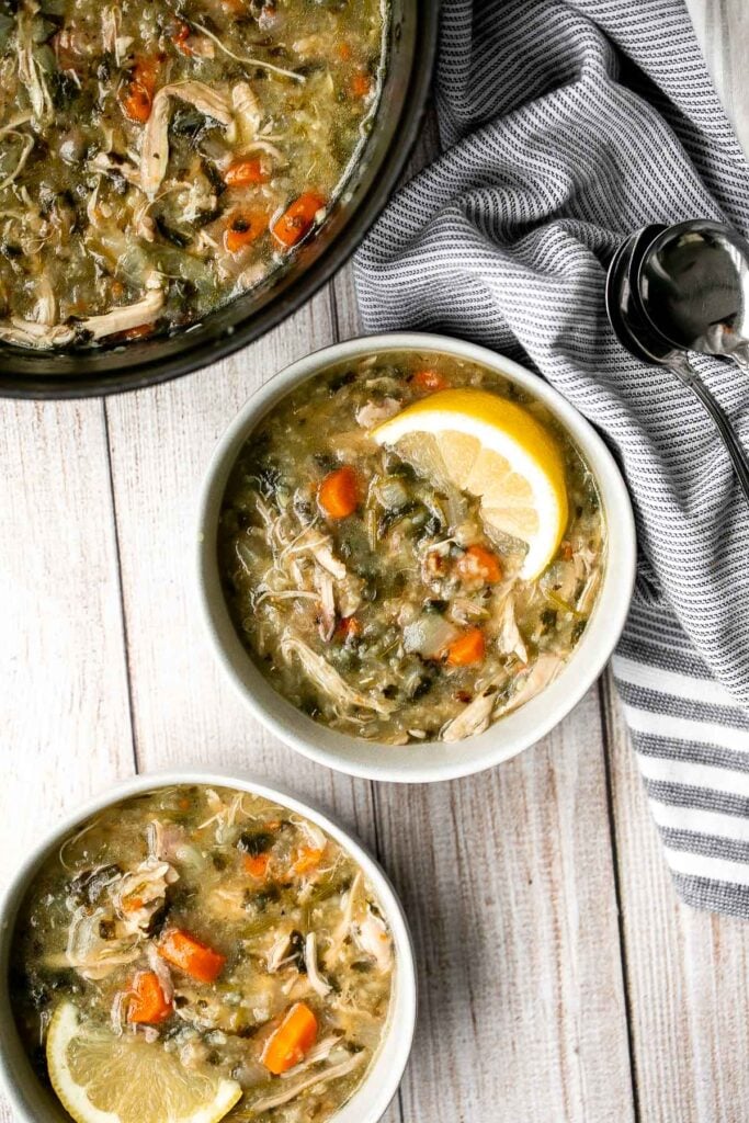 Chicken and rice soup is delicious, warm, cozy, and comforting feel-good meal that can warm you up on a chilly day. Easy to make in one pot. | aheadofthyme.com