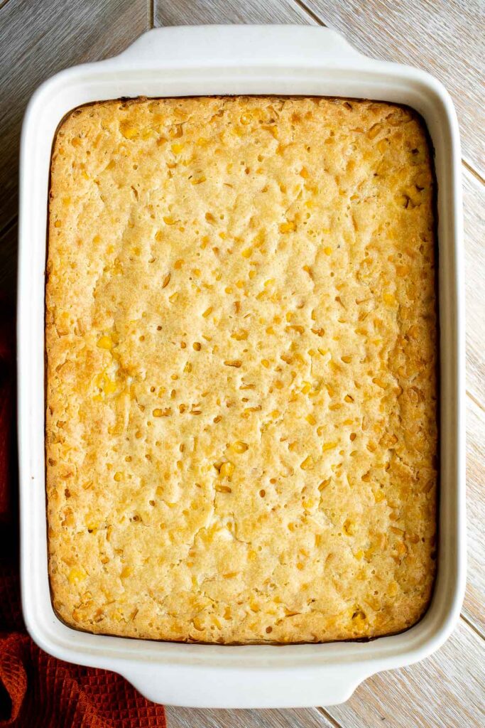 Creamy corn casserole is a comforting side dish that is creamy, savory, slightly sweet, and filling — a classic and traditional Thanksgiving holiday side. | aheadofthyme.com