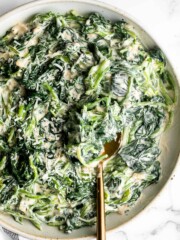 Indulge in this rich and creamy steakhouse-style creamed spinach recipe. An easy, decadent side dish for any meal or special occasion. | aheadofthyme.com