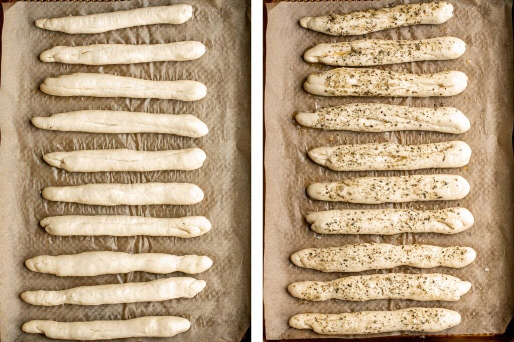 Soft garlic breadsticks are fluffy, airy, buttery, and delicious. They're an easy recipe that is perfect for beginners at baking bread. | aheadofthyme.com