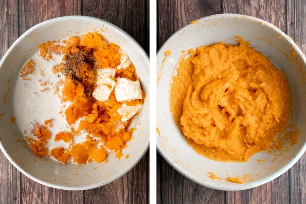 Mashed butternut squash is the perfect side dish for fall — creamy, smooth, and delicious, with the perfect balance between sweet and savory fall flavors. | aheadofthyme.com