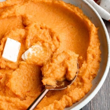 Mashed butternut squash is the perfect side dish for fall — creamy, smooth, and delicious, with the perfect balance between sweet and savory fall flavors. | aheadofthyme.com