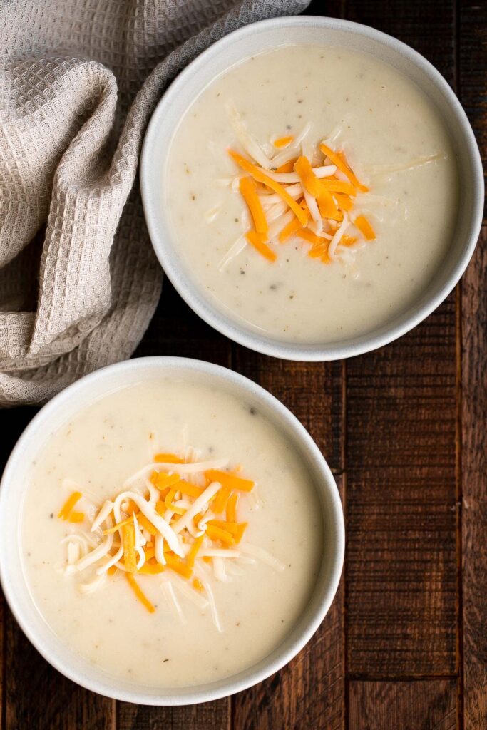 Mashed potato soup is one of the best ways to use up leftover mashed potatoes. It’s creamy, cheesy, delicious, and ready in under 30 minutes. | aheadofthyme.com
