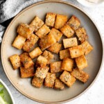 Gluten-free rice croutons are a delicious, crunchy, and chewy homemade snack with the same texture as the best part of rice — the crispy bottom of the pot! | aheadofthyme.com
