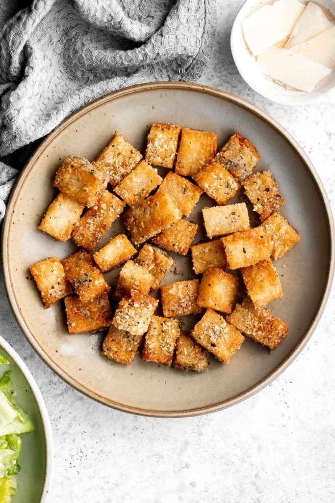 Gluten-free rice croutons are a delicious, crunchy, and chewy homemade snack with the same texture as the best part of rice — the crispy bottom of the pot! | aheadofthyme.com