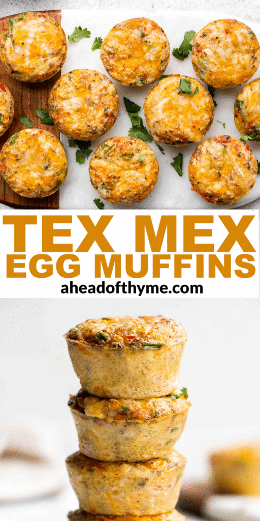 Tex Mex egg muffins are a delicious, filling, and healthy breakfast or snack. They are light and fluffy, perfect for meal prep, and freezer-friendly. | aheadofthyme.com