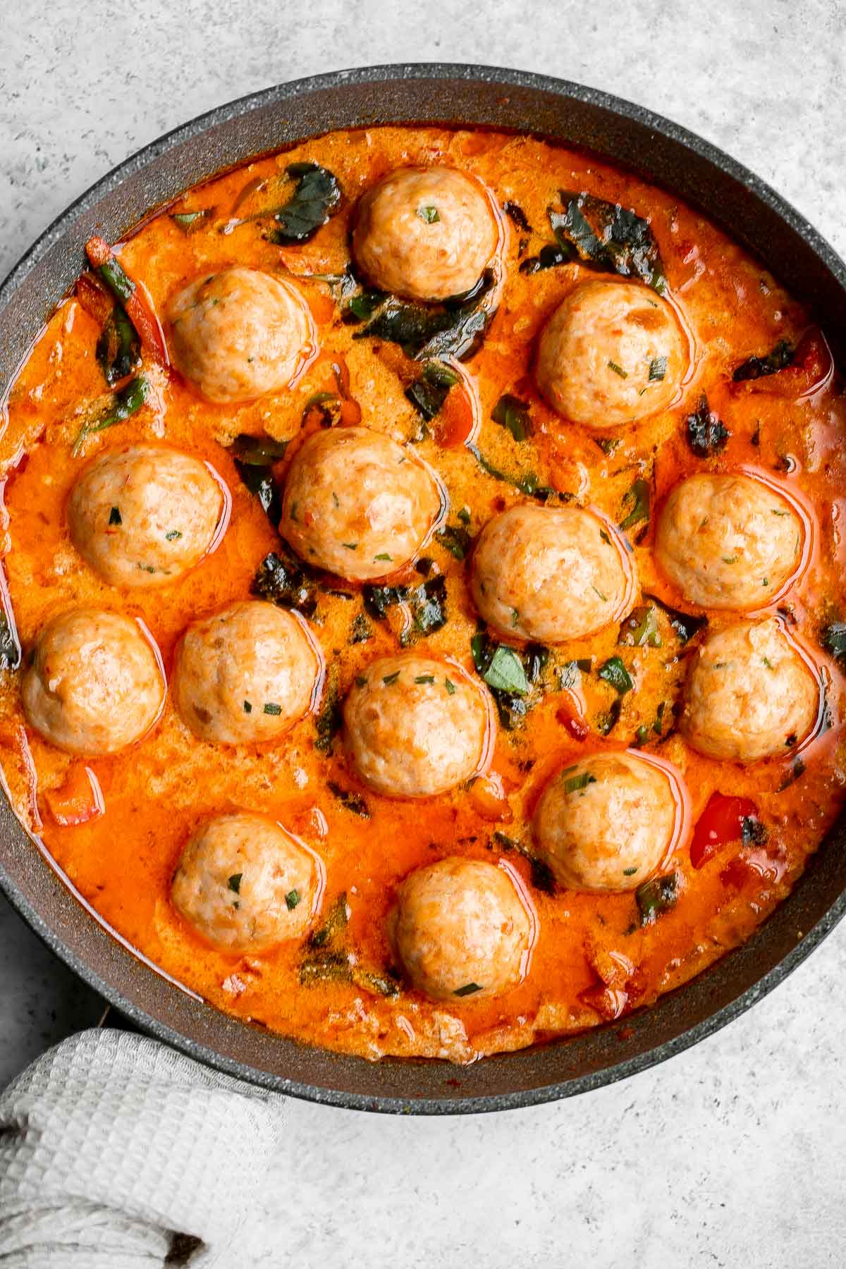 Thai turkey meatballs in coconut curry are the perfect weeknight dinner when you want something delicious, healthy, flavorful, and satisfying. | aheadofthyme.com