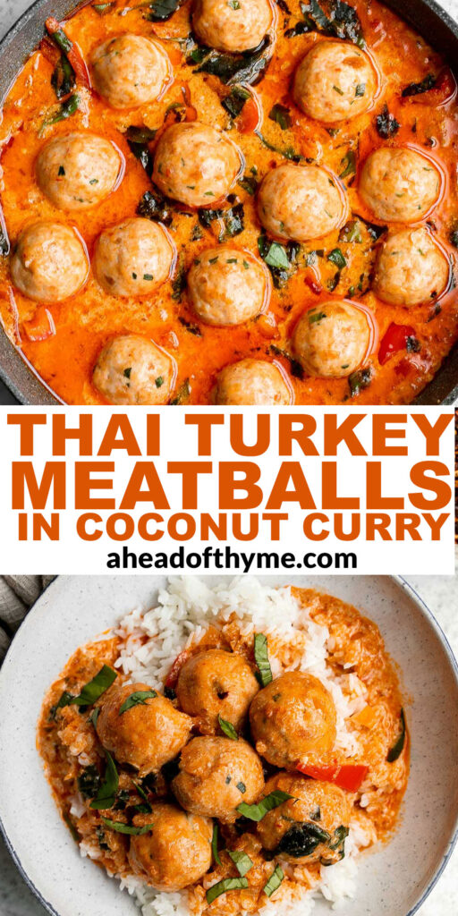 Thai turkey meatballs in coconut curry are the perfect weeknight dinner when you want something delicious, healthy, flavorful, and satisfying. | aheadofthyme.com