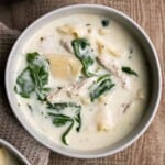 White chicken lasagna soup is a thick and creamy soup version of this classic Italian dish. It’s quick and easy to make in just 30 minutes. | aheadofthyme.com