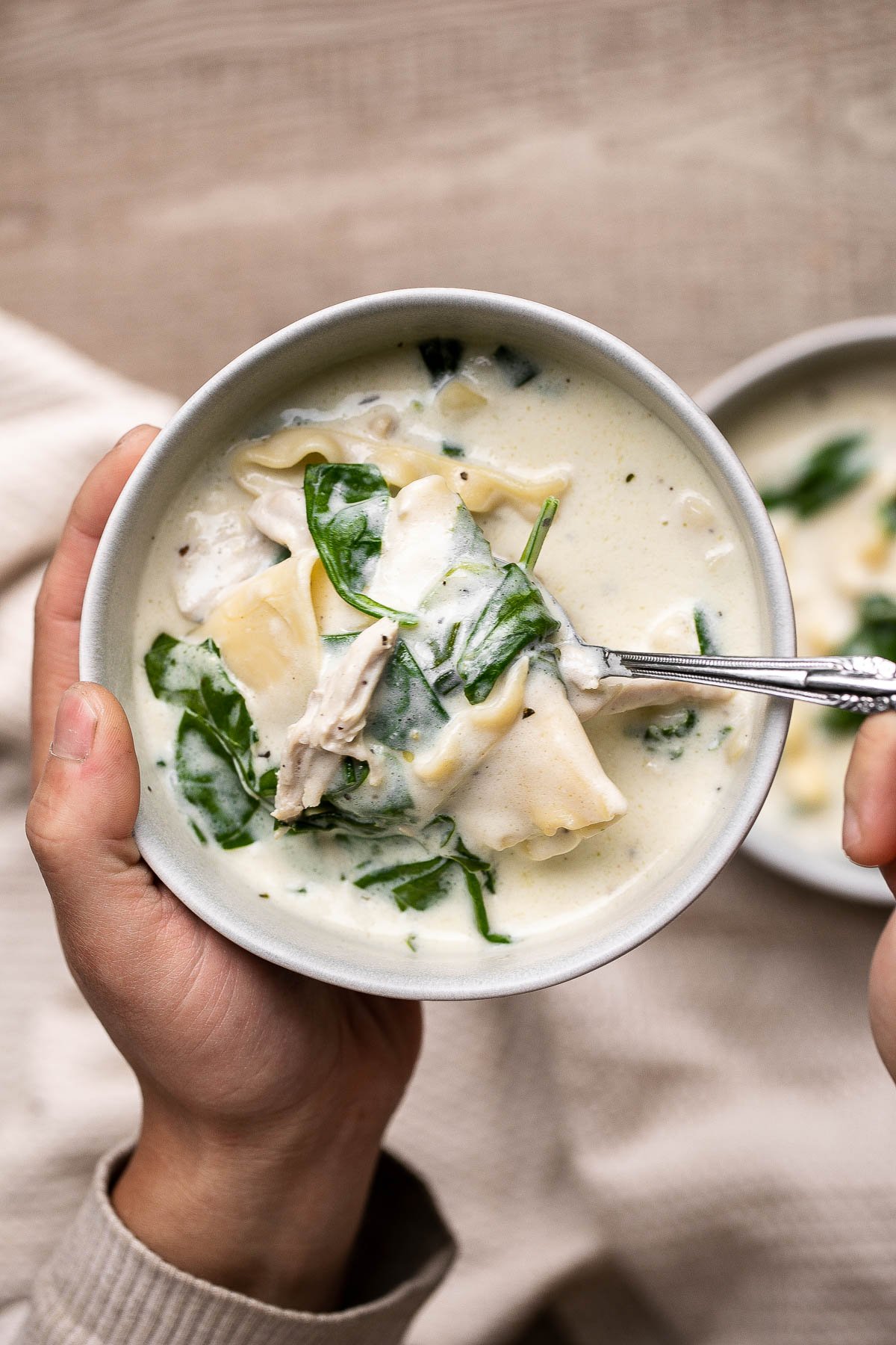 White chicken lasagna soup is a thick and creamy soup version of this classic Italian dish. It’s quick and easy to make in just 30 minutes. | aheadofthyme.com