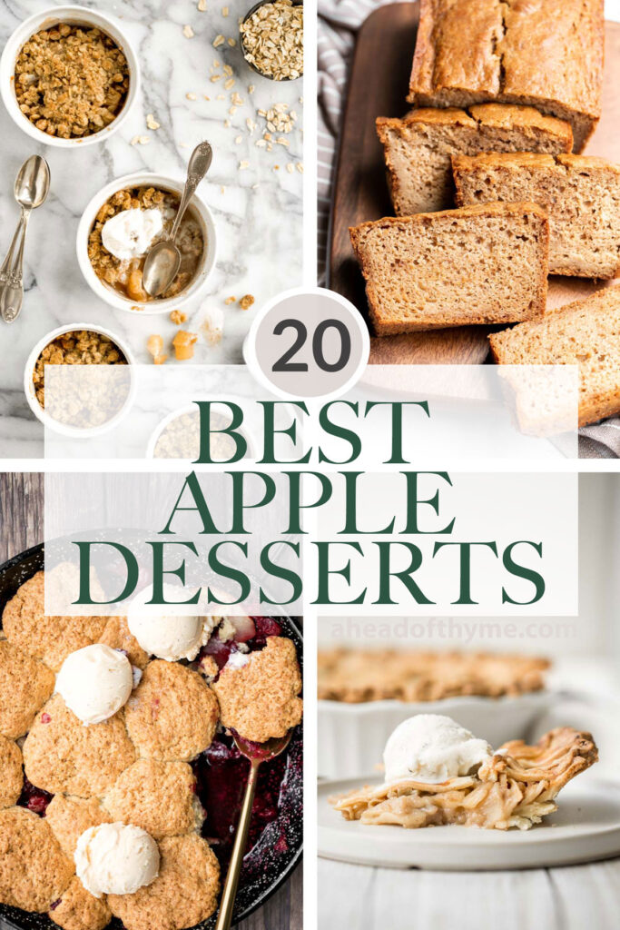 Over 20 popular best apple desserts including apple pies, apple crisps and cobblers, cakes, muffins, cheesecake, and more treats loaded with cinnamon sugar. | aheadofthyme.com