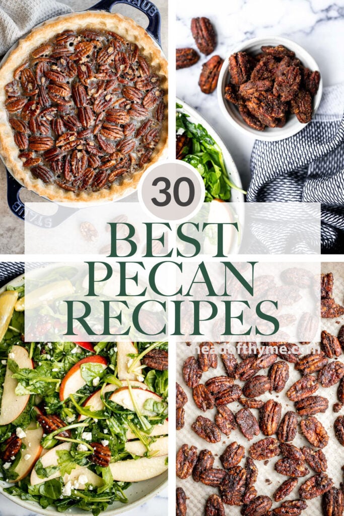 Over 30 popular best pecan recipes including pecan snack recipes, savory dinner recipes with pecans, and all the pecan desserts that go beyond pecan pie. | aheadofthyme.com