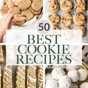 Over 50 popular best cookie recipes including chocolate chip cookies, shortbread, peanut butter cookies, macarons, biscotti, sugar cookies, and more!