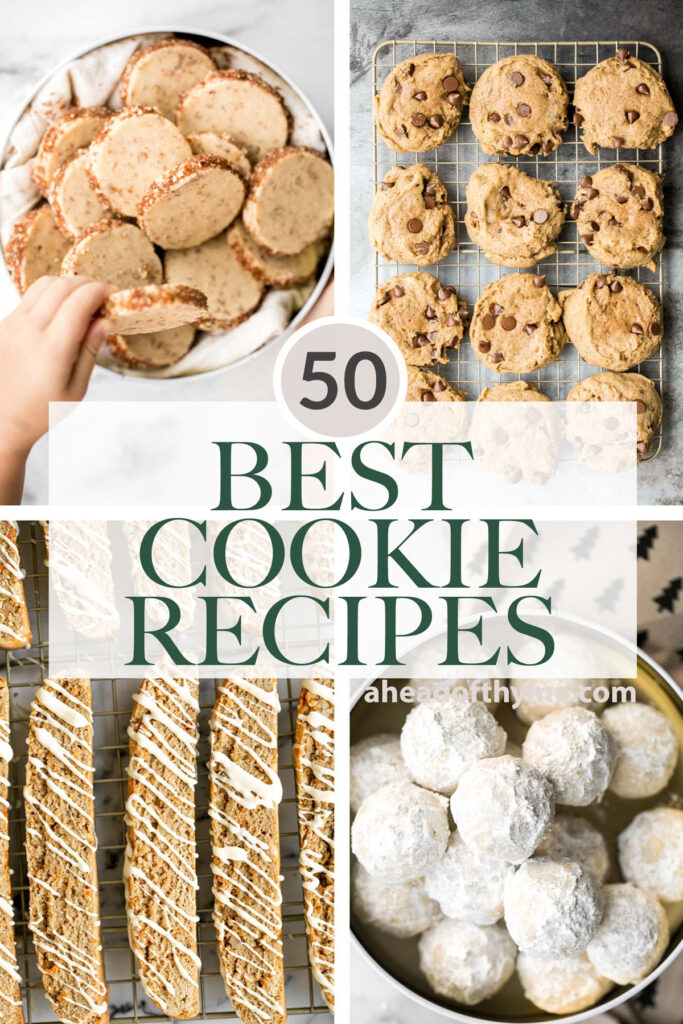 Over 50 popular best cookie recipes including chocolate chip cookies, shortbread, peanut butter cookies, macarons, biscotti, sugar cookies, and more! 