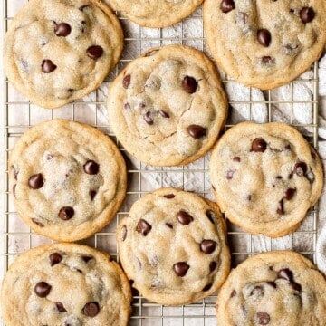 Homemade chocolate chip cookies are soft and chewy, have perfectly crisp edges, and are loaded with chocolate chips. This classic cookie is quick and easy. | aheadofthyme.com