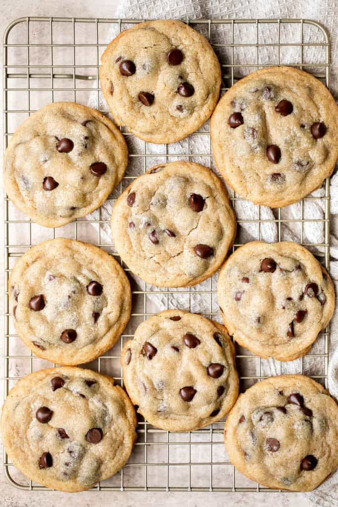 Homemade chocolate chip cookies are soft and chewy, have perfectly crisp edges, and are loaded with chocolate chips. This classic cookie is quick and easy. | aheadofthyme.com