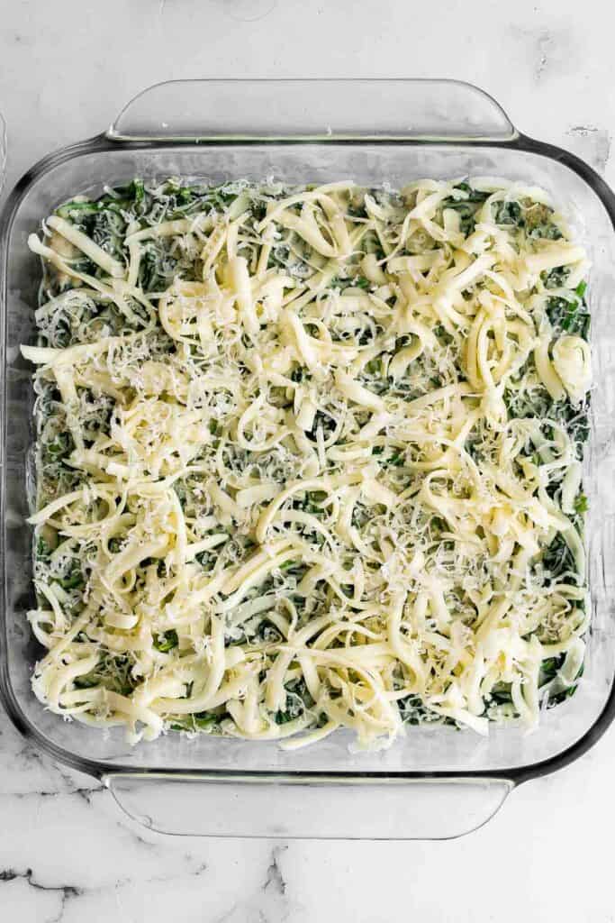 Creamed Spinach Gratin is a rich, cheesy, and creamy side dish with a layer of crispy, melty cheese on top. Easy to make ahead and perfect for holidays. | aheadofthyme.com