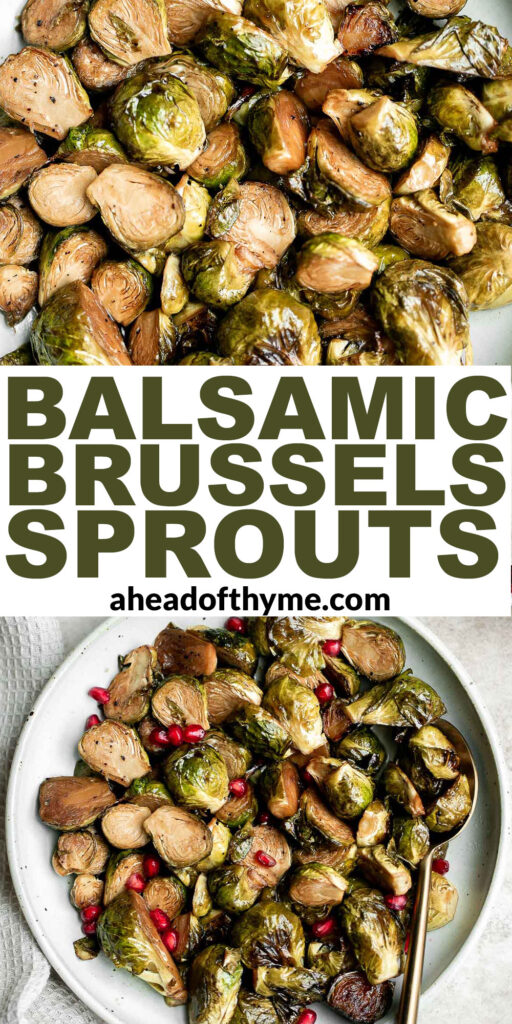 Easy honey balsamic Brussels sprouts are a sweet savory side dish that's roasted until tender and caramelized, and coated in a delicious flavourful glaze. | aheadofthyme.com