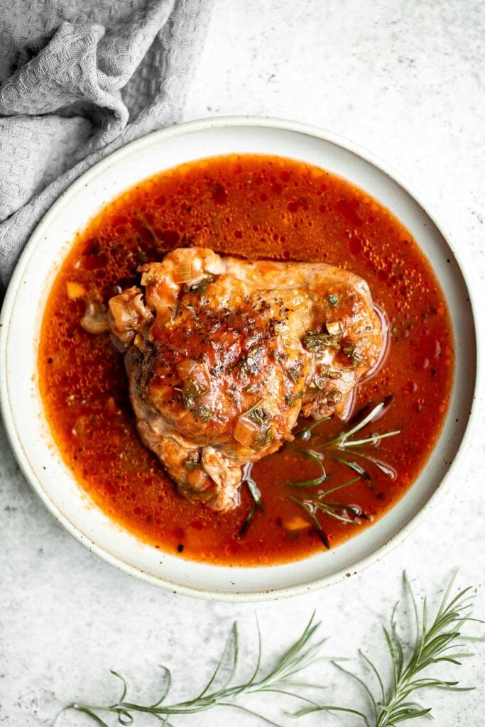Instant pot turkey thighs are tender, juicy, and delicious. Perfect for a small holiday dinner or weeknight dinner with little effort and 10 minutes prep. | aheadofthyme.com