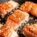 Pan-seared garlic butter salmon is tender, flaky, and flavorful. An easy 20-minute recipe with lemon and parsley, perfect for weeknights. | aheadofthyme.com