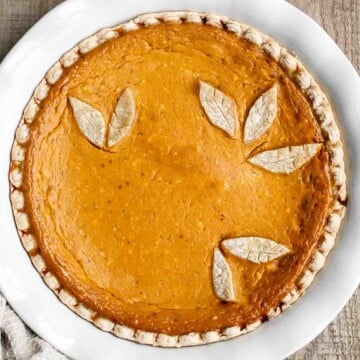 Pumpkin mascarpone pie is a warm and cozy holiday dessert that is incredibly easy to make with just minutes of prep work before popping into the oven. | aheadofthyme.com