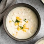 Leftover turkey potato chowder is a creamy, savory, and delicious soup that is loaded with holiday leftovers. Quick and easy, ready in under 30 minutes. | aheadofthyme.com