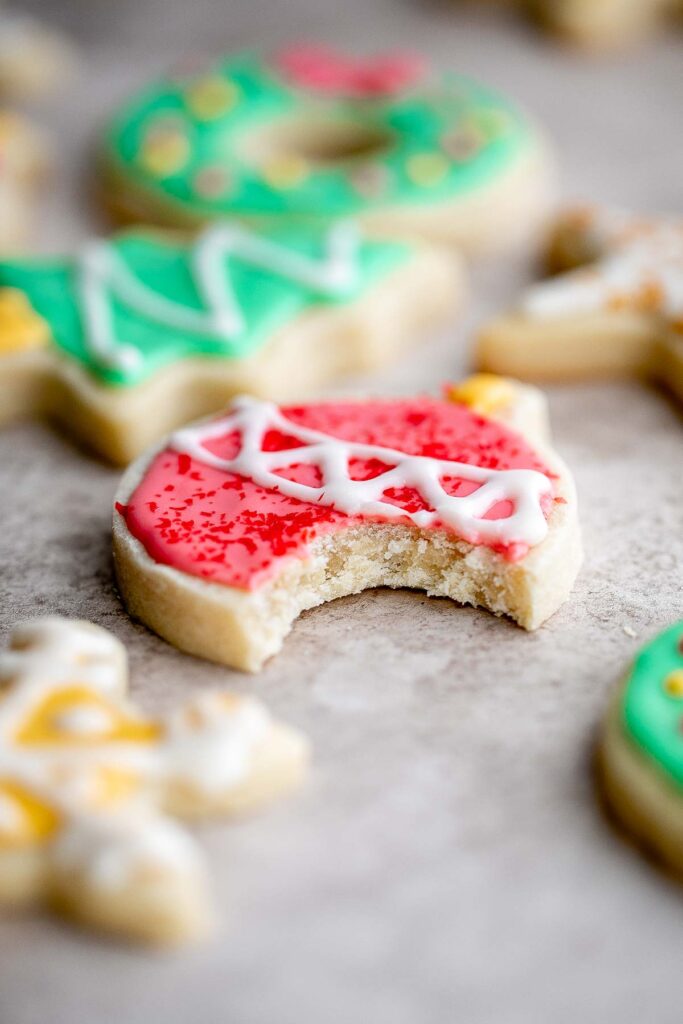 Cut out shortbread cookies are soft, buttery, and melt in your mouth. Made with a simple 5-ingredient cookie dough and decorated with optional royal icing. | aheadofthyme.com