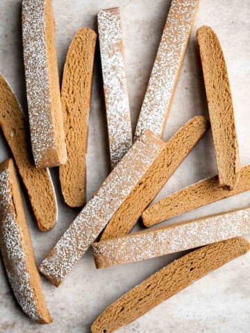 Gingerbread biscotti have the best crunchy and crumbly texture, are loaded with festive holiday spices, are easy to make, and stores well for weeks. | aheadofthyme.com