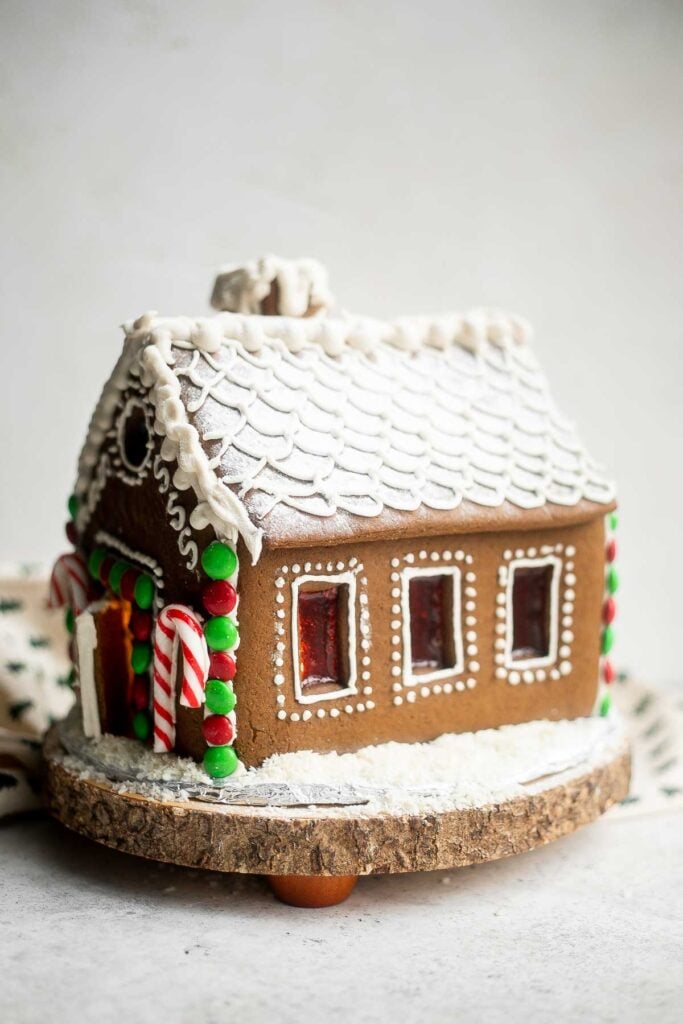 This gingerbread house recipe with template is easy to make, fun to decorate, and delicious — soft and chewy, yet crunchy and sturdy with crisp edges. | aheadofthyme.com