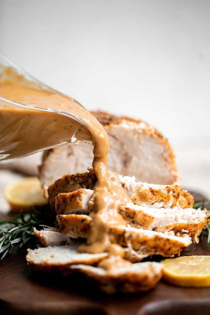 Instant pot turkey roast with homemade gravy is easy to prepare in minutes, the fastest way to cook turkey, and delivers flavorful, juicy, tender turkey. | aheadofthyme.com