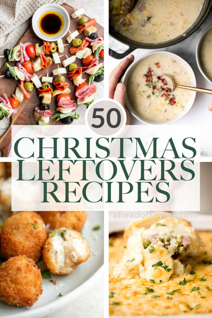 Over 50 best Christmas leftovers recipes for leftover ham, turkey, roast beef, chicken, and leftover sides like cranberry sauce, mashed potatoes, and more! | aheadofthyme.com