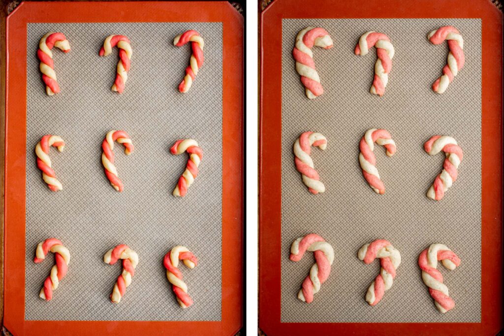 Candy cane cookies are fun, festive holiday cookies with a red and white twist, buttery, crumbly, and sugary with peppermint for a classic Christmas flavor. | aheadofthyme.com