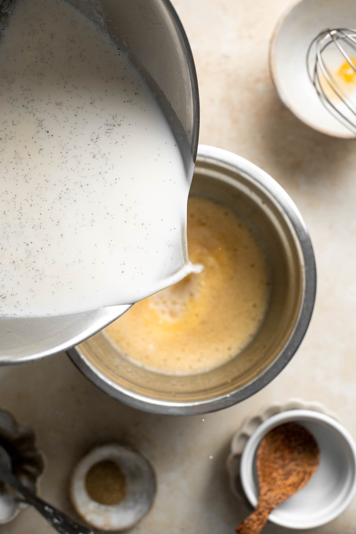 Non-alcoholic homemade eggnog is thick, sweet, creamy, and smooth. This family-friendly version of a classic holiday drink is way better than store-bought. | aheadofthyme.com