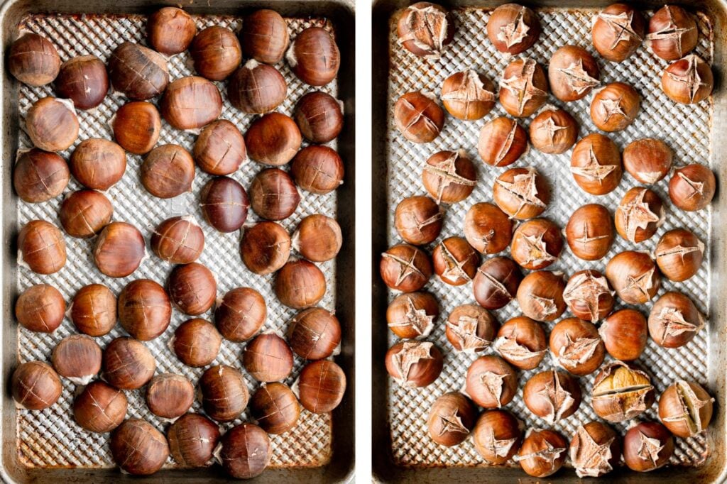 Enjoy street vendor roasted chestnuts at home in three different ways — roast in the oven, cook over the stove, or in the air fryer. | aheadofthyme.com