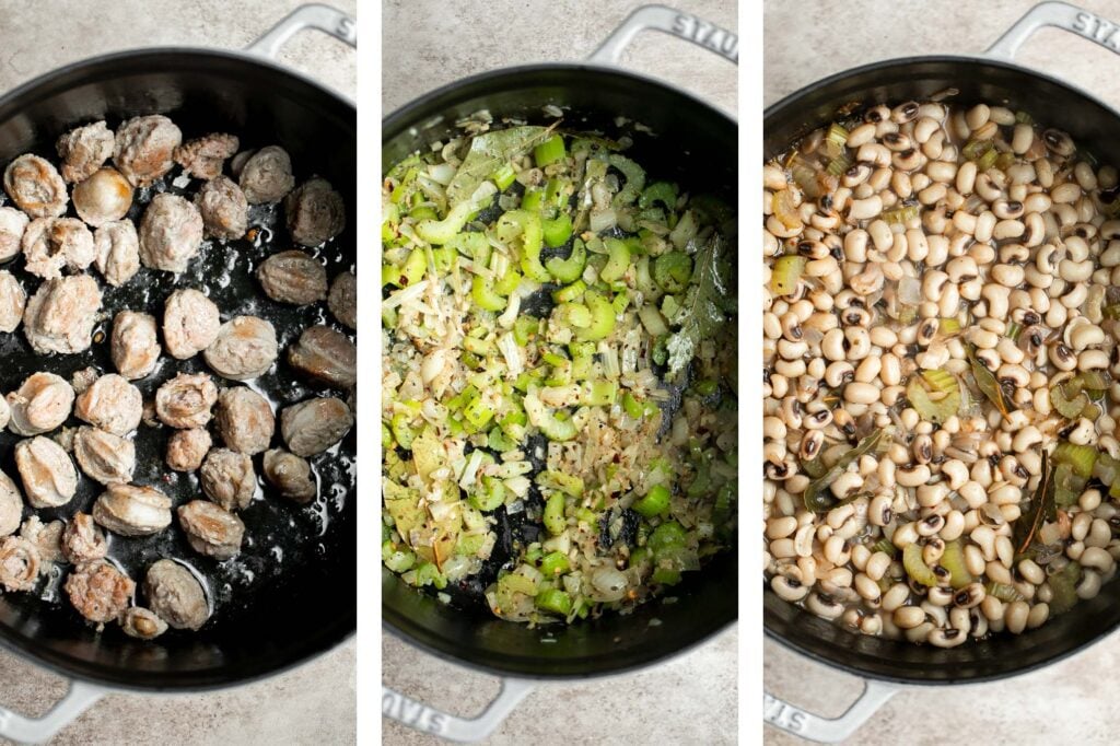 Southern Black Eyed Peas (Hoppin' John) is classic comfort food that is hearty, delicious, flavorful, and comforting. Serve it on New Year's for good luck. | aheadofthyme.com