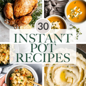 Over 30 best instant pot recipes for the pressure cooker including chicken and turkey, curries and stews, soup, rice, vegetables, and more quick dinners.