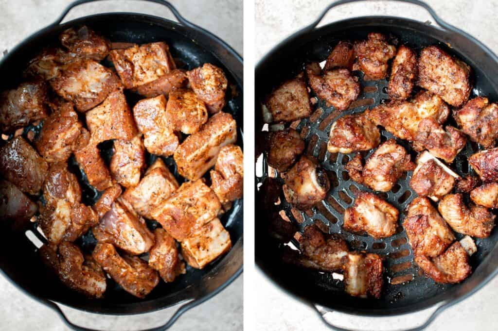 Air fryer short ribs are crispy, flavorful, and delicious. The easy marinade ensures they're tender and juicy inside, while the air fryer makes them crispy. | aheadofthyme.com