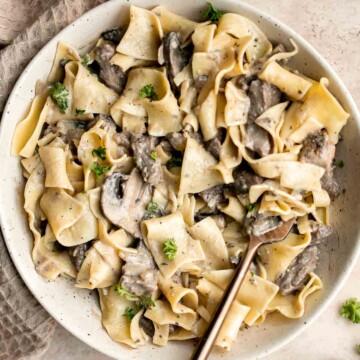 Beef stroganoff is a delicious, flavorful, and comforting Russian pasta dish that is ready in under 25 minutes. The perfect weeknight dinner. | aheadofthyme.com