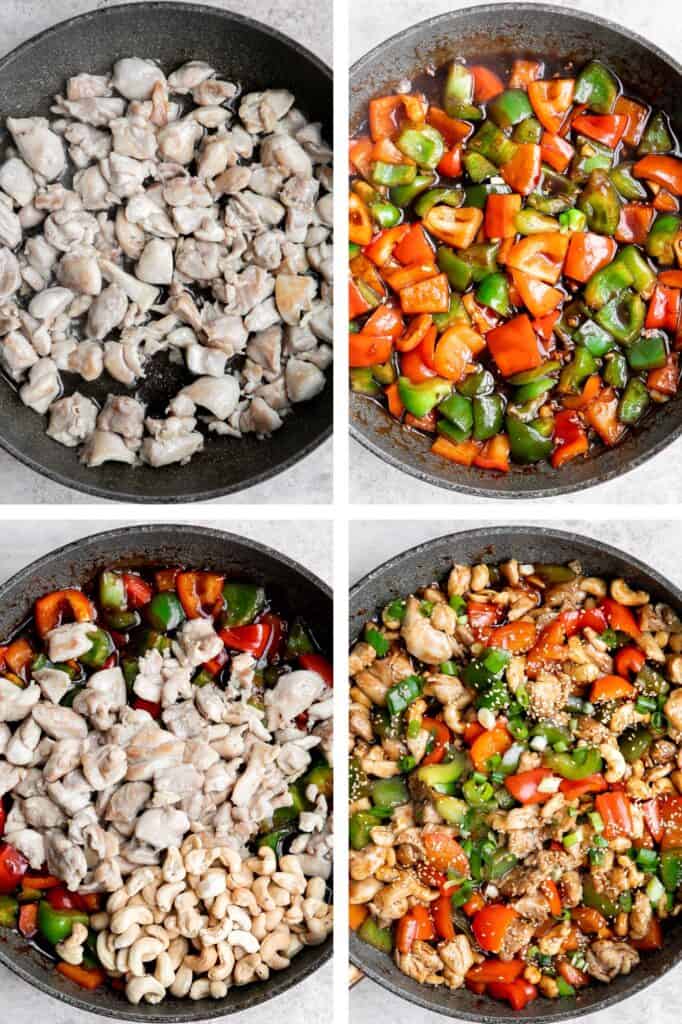 Cashew chicken is a quick and easy chicken stir fry ready in under 30 minutes. It's flavorful, delicious, and so much better and faster than takeout. | aheadofthyme.com