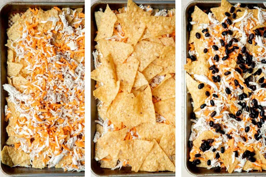 Chicken nachos are an easy to make when you’re craving something filling, crunchy, cheesy, and satisfying. Perfect game day appetizer or late-night snack. | aheadofthyme.com