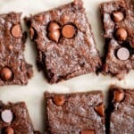 Flourless banana brownies are rich, fudgy, moist, delicious, and gluten-free. Make this quick and easy dessert is ready in just 30 minutes. | aheadofthyme.com