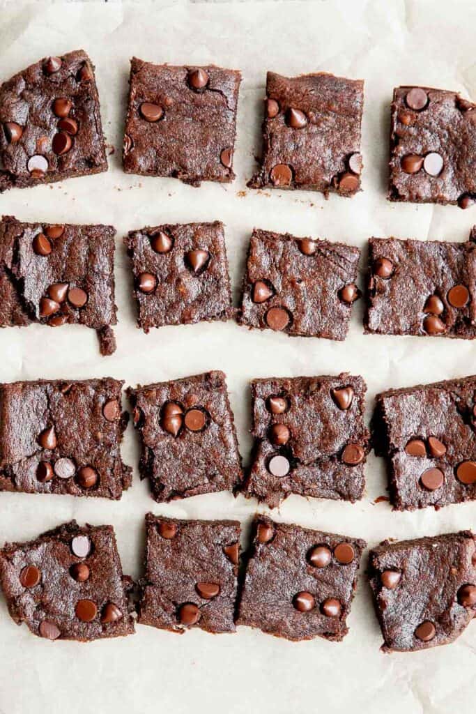 Flourless banana brownies are rich, fudgy, moist, delicious, and gluten-free. Make this quick and easy dessert is ready in just 30 minutes. | aheadofthyme.com