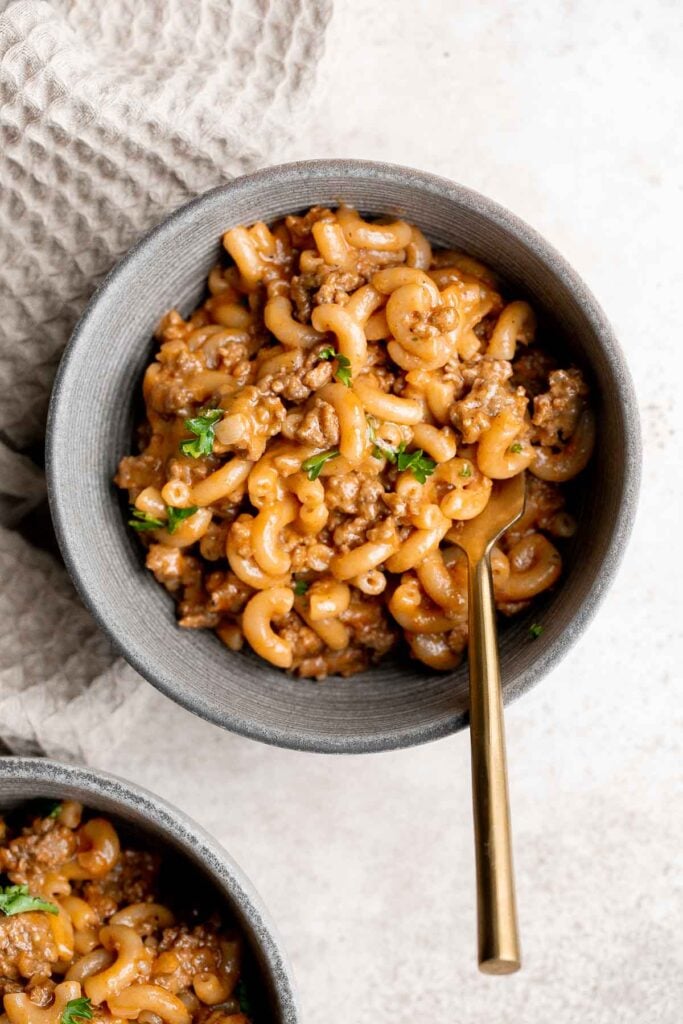 Homemade hamburger helper is a family favorite but you can make a cheaper, healthier, and way tastier version at home, ready in just 30 minutes. | aheadofthyme.com