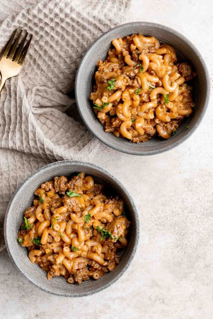 Homemade hamburger helper is a family favorite but you can make a cheaper, healthier, and way tastier version at home, ready in just 30 minutes. | aheadofthyme.com