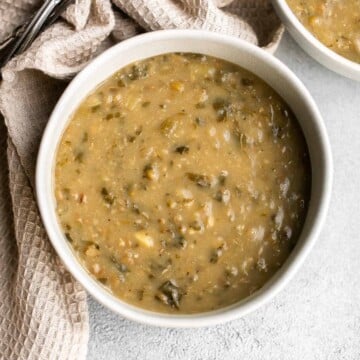 This Persian Lentil Soup is a quick and easy vegan soup that is flavorful, delicious, and healthy. Make this thick and hearty meal in just 45 minutes! | aheadofthyme.com